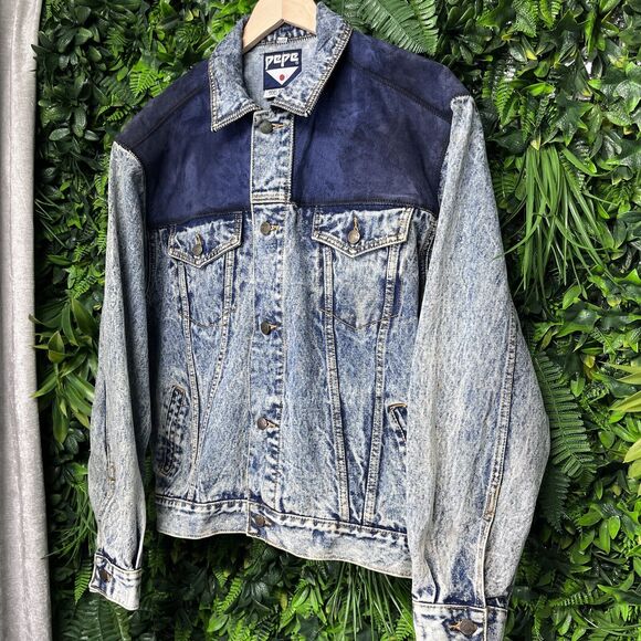 VTG PEPE JEANS LONDON Jacket Men L Blue Acid Wash Denim Trucker Hong Kong 2172 - Picture 7 of 16